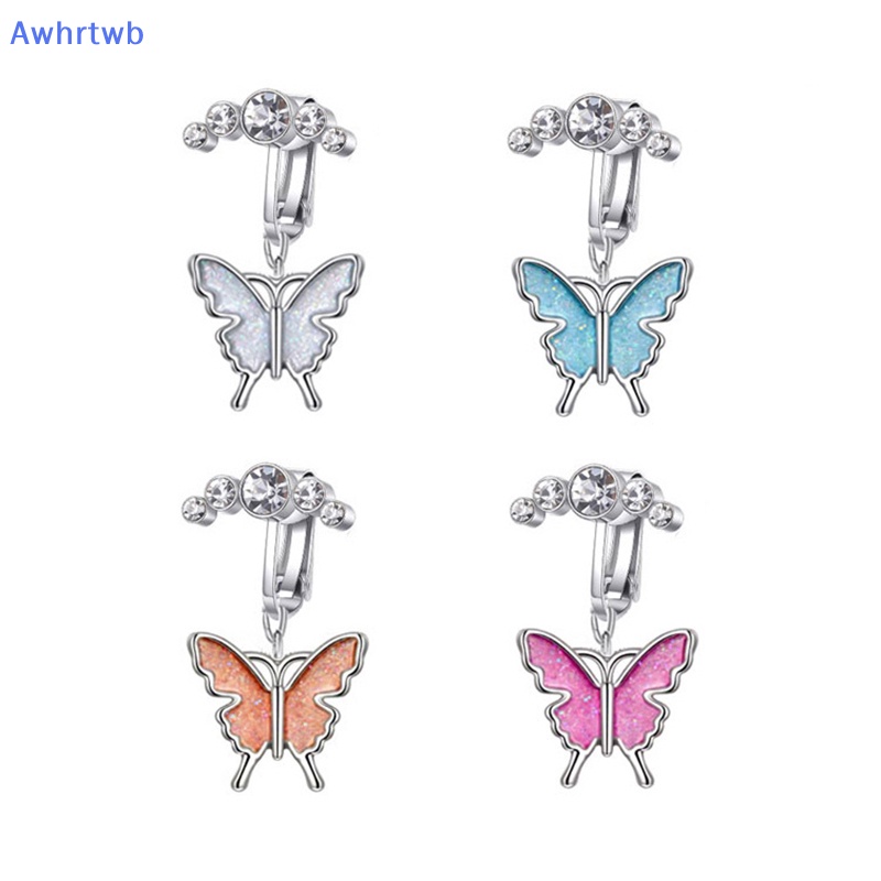 Khuyên Rốn Hình Bướm Bằng Thép Không Gỉ Dát Đá Zircon Mới