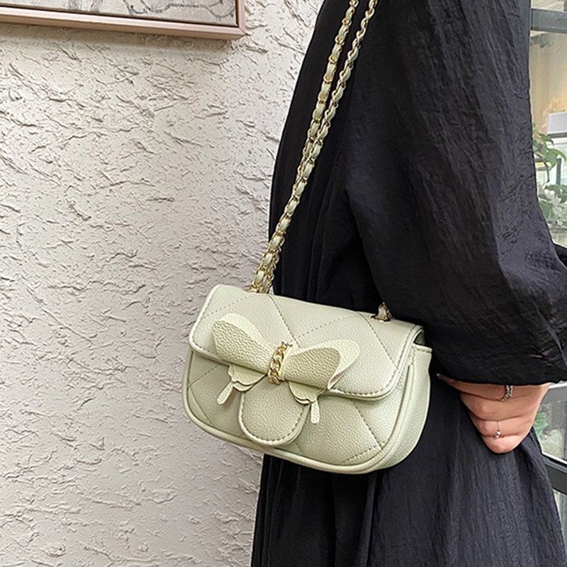 Túi Đeo Chéo Hình Vuông Cỡ Nhỏ Đính Nơ Phối Dây Đeo Sợi Xích Thời Trang Cho Nữ