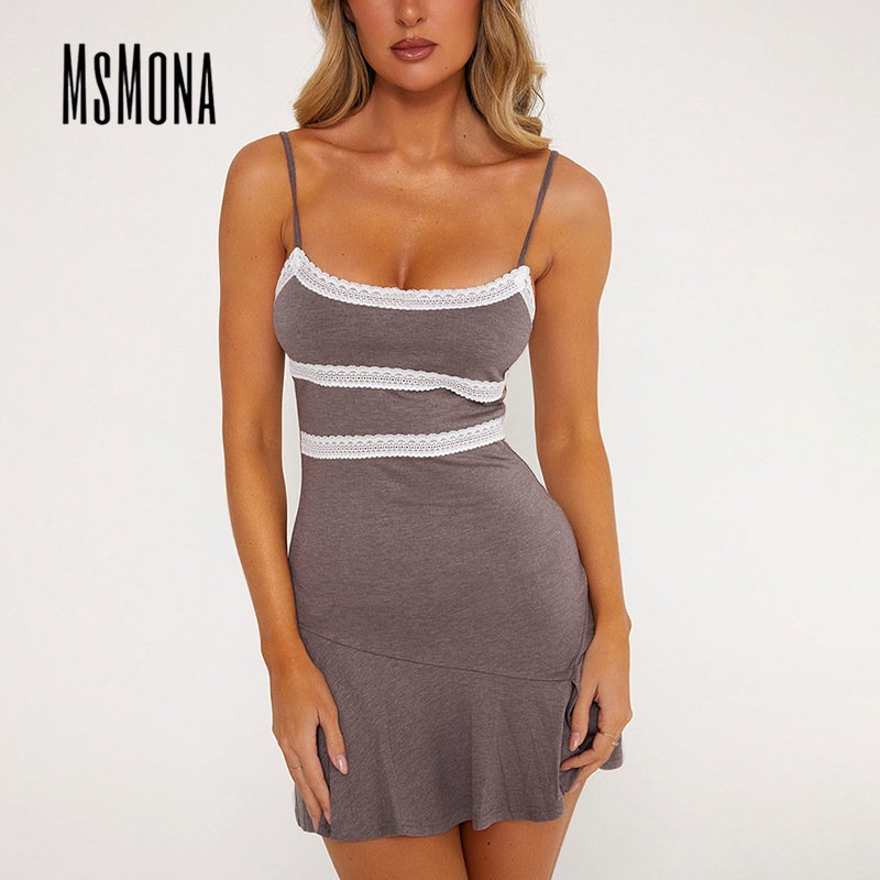 Đầm Mini Không Tay Hở Vai Màu Trơn Thời Trang 2023 Cho Nữ