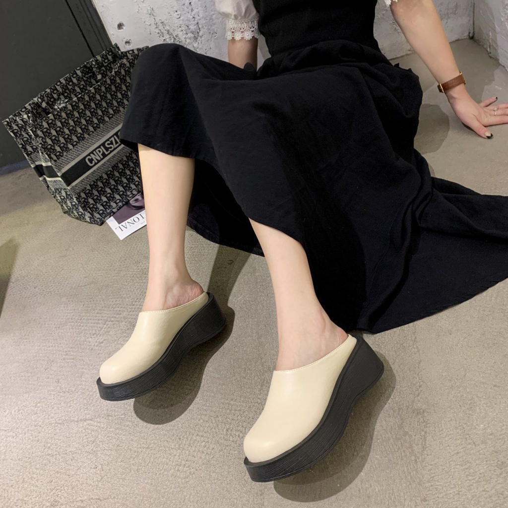 Giày Sandal Đế Xuồng Bằng Da Thời Trang Mùa Hè