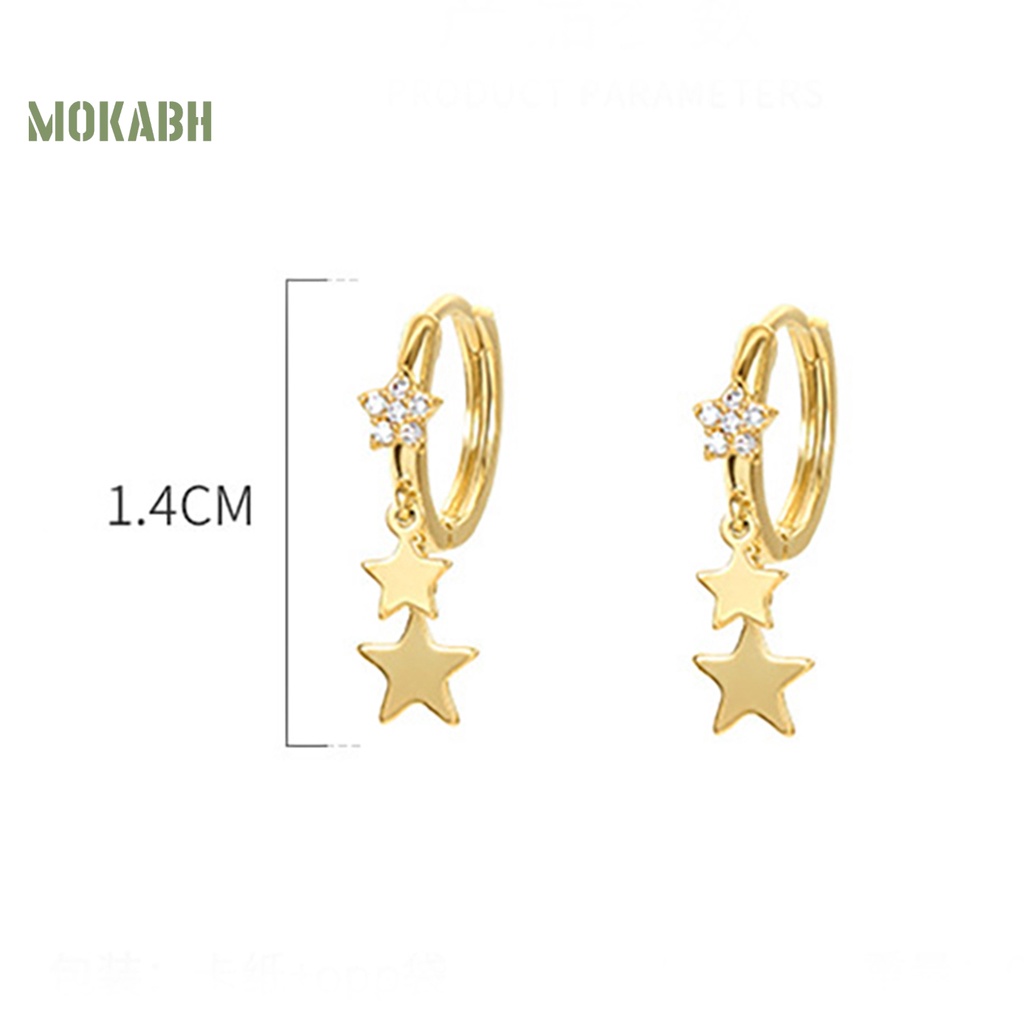 1 Đôi Bông Tai Hình Ngôi Sao Đính Đá Mạ Điện Không Phai Màu Trọng Lượng Nhẹ Thời Trang Dành Cho Nữ