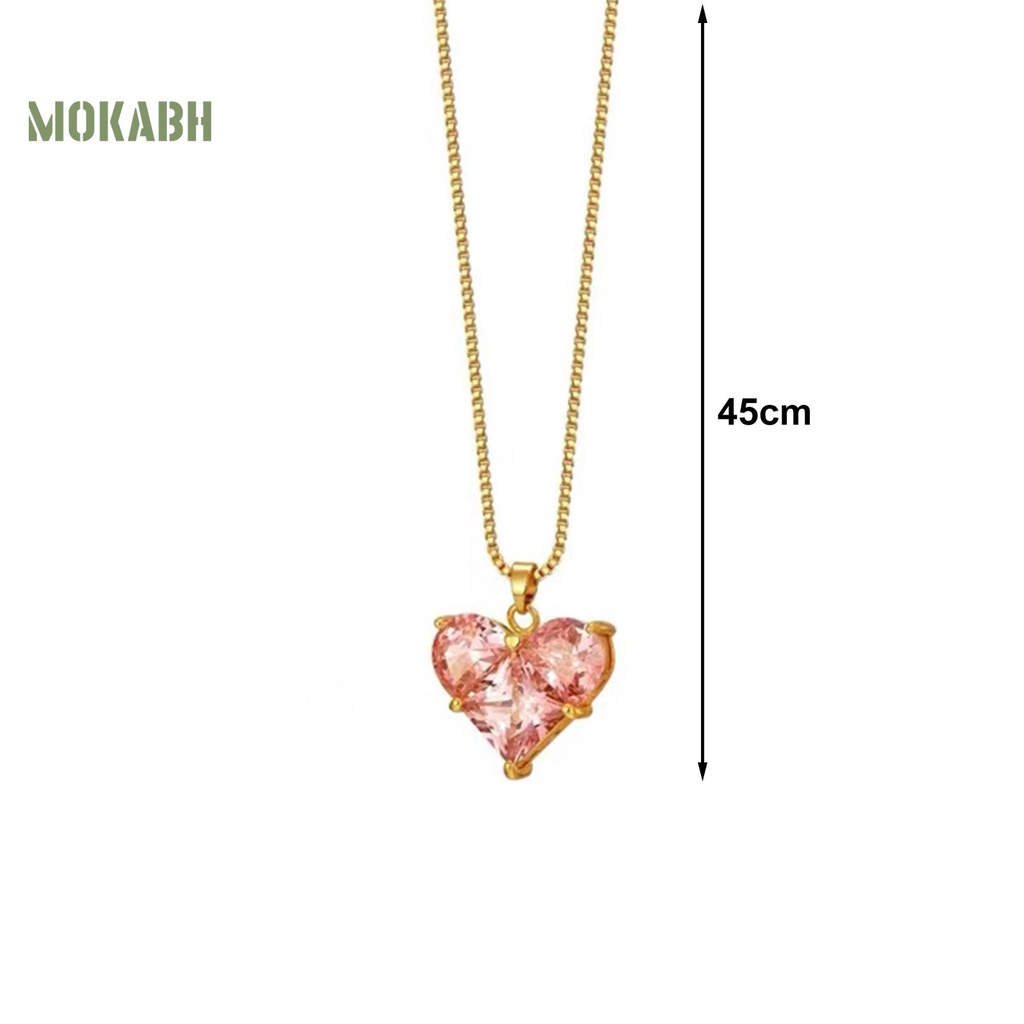 [Mới] Vòng cổ Mặt Hình Học Đính Đá Zircon Màu Hồng Lấp Lánh Chống Mài Mòn Không Gây Dị Ứng Dành Cho Nữ