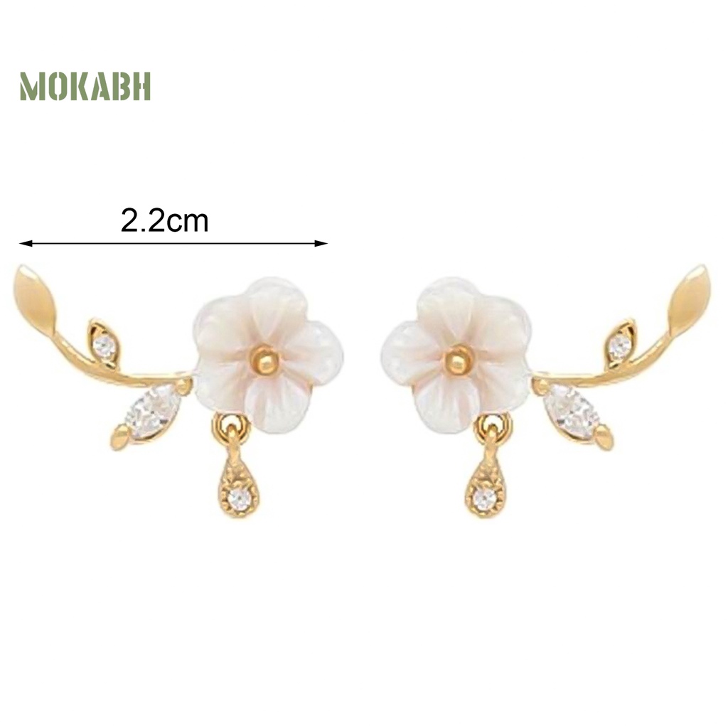 Bông Tai Hình Hoa Lá Bằng Hợp Kim Dát Đá Xinh Xắn