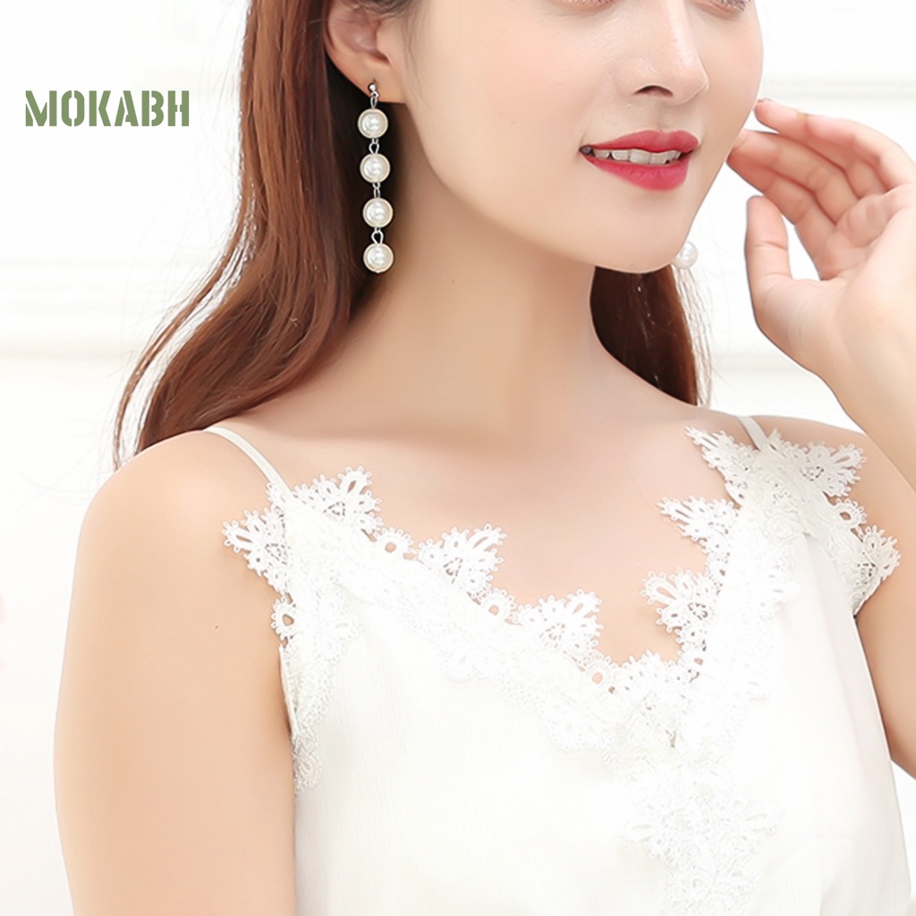 Khuyên Tai Hợp Kim Dáng Dài Đính Ngọc Trai Nhân Tạo Thời Trang