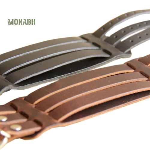 Vòng Tay Giả Da Với 3 Khóa Cài Thời Trang Cho Nam