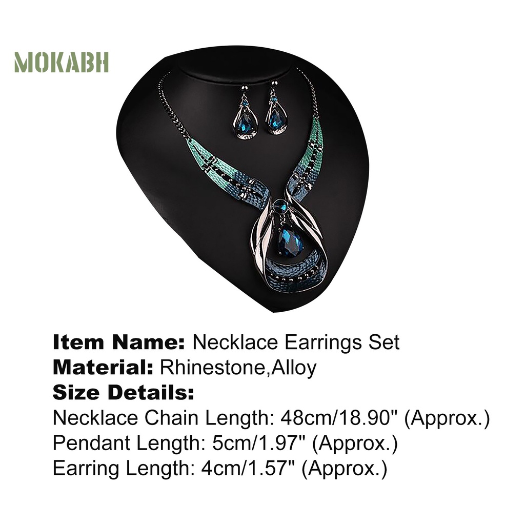 Set 3 Món Trang Sức Gồm Vòng cổ / Bông Tai Hình Giọt Nước Có Thể Điều Chỉnh