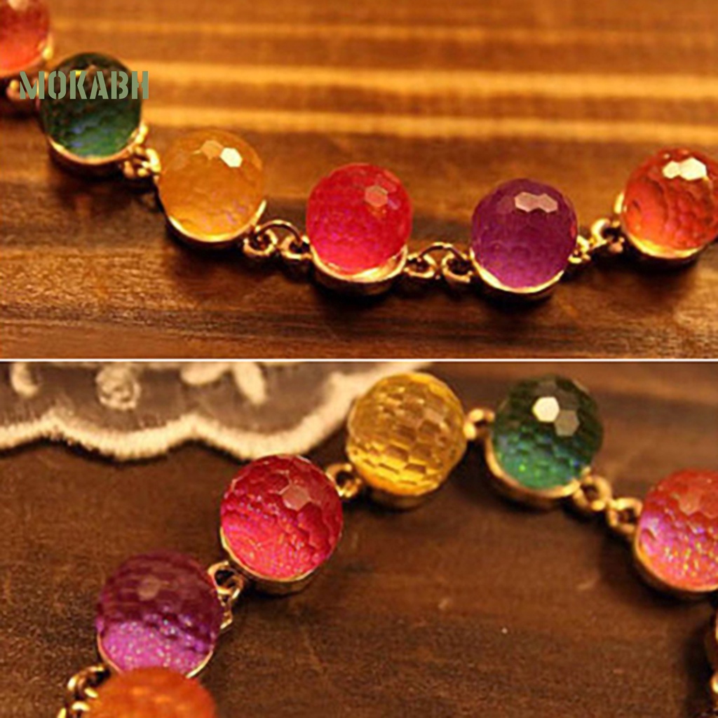 Vòng Tay Chuỗi Hạt Tròn Màu Sắc Ngọt Ngào Thời Trang Cho Nữ