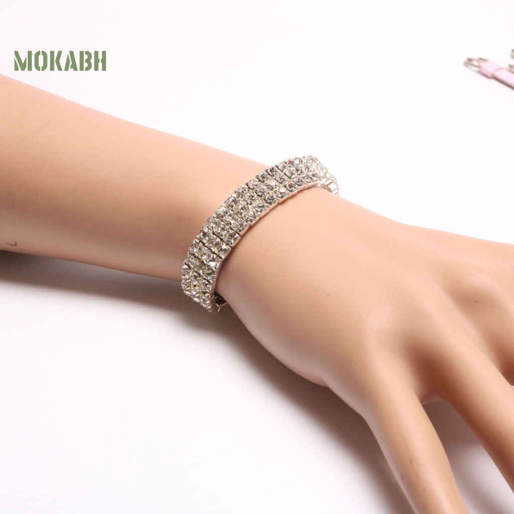 Vòng cổ / Vòng Tay / Khuyên Tai Nhiều Lớp Đính Đá Lấp Lánh Thời Trang Sang Trọng Cho Nữ