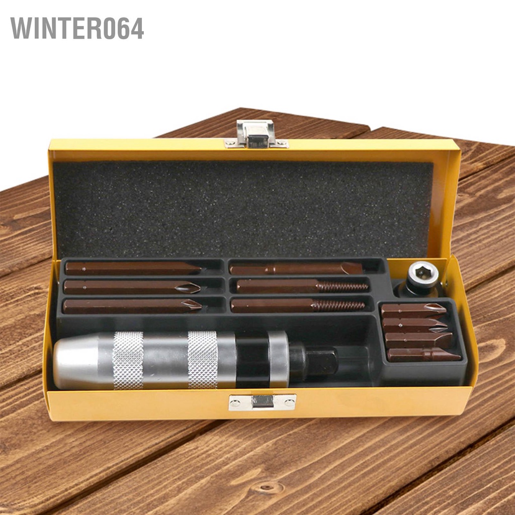 Winter064 Bộ mũi vít tác động với hộp lưu trữ Công cụ sửa chữa ô tô di để loại bỏ các ốc bị rỉ sét