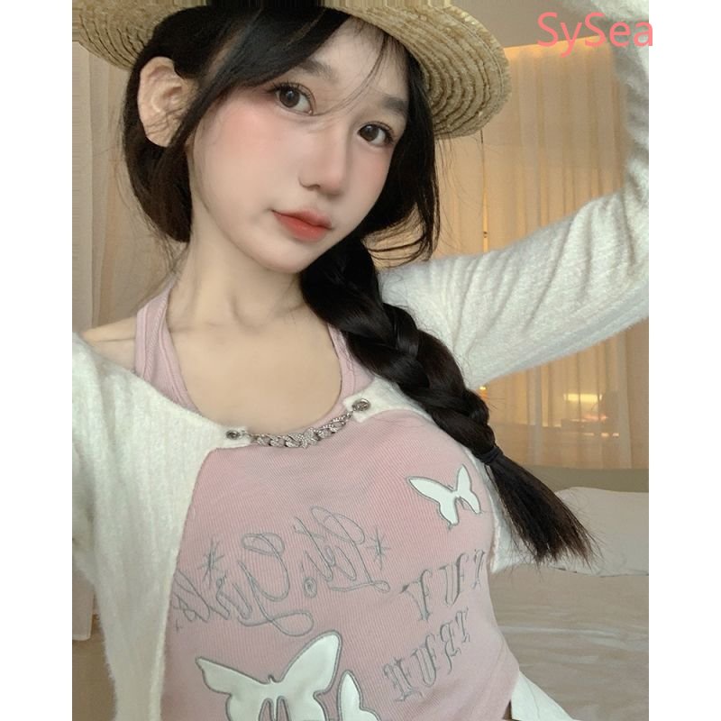 Bộ Áo Hai Dây + Áo Sơ Mi Thời Trang Mùa Hè Quyến Rũ Cho Nữ