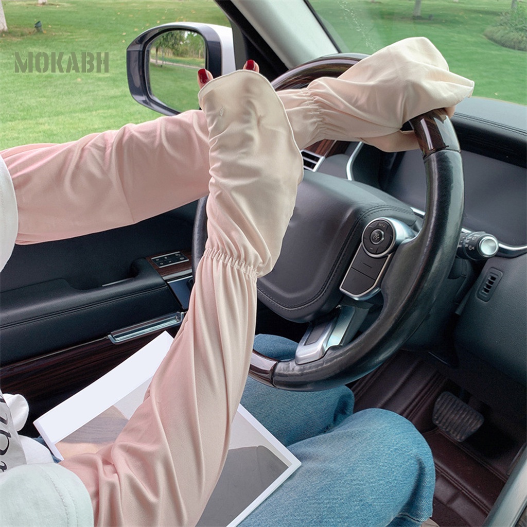 1 Cặp Găng Tay Chống Nắng Bằng Lụa Lạnh Thấm Hút Mồ Hôi Thoáng Khí Màu Sắc Gradient Độ Co Giãn Cao Dành Cho Nữ