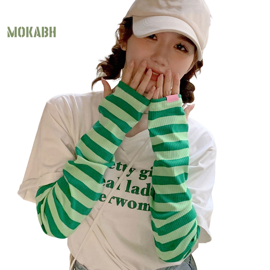 1 Cặp Ống Tay Áo Dài Họa Tiết Sọc Dùng Khi Lái Xe