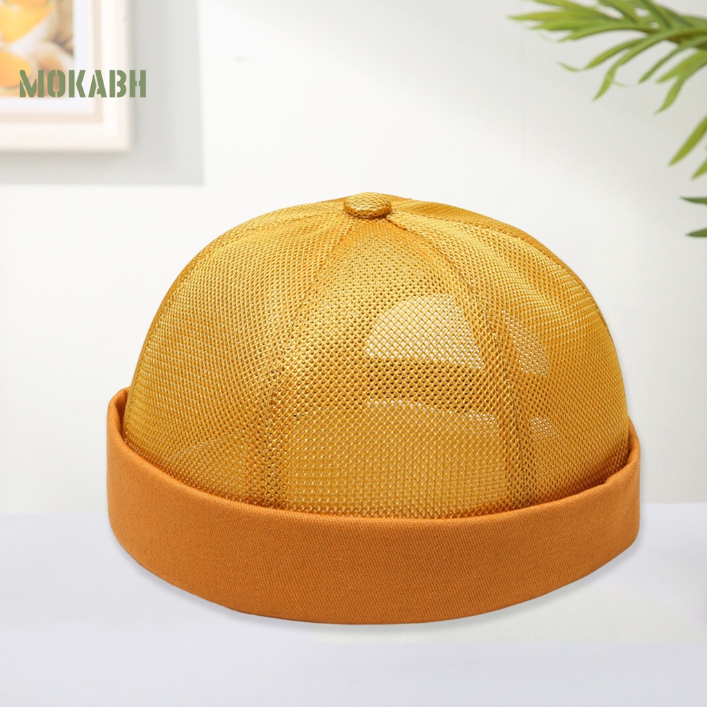 [Mok Abh] Mũ Lưới Rỗng Thoáng Khí Không Vành Màu Trơn Trang Trí Lỗ Buộc Tóc Đuôi Ngựa Phong Cách Hip Hop Unisex