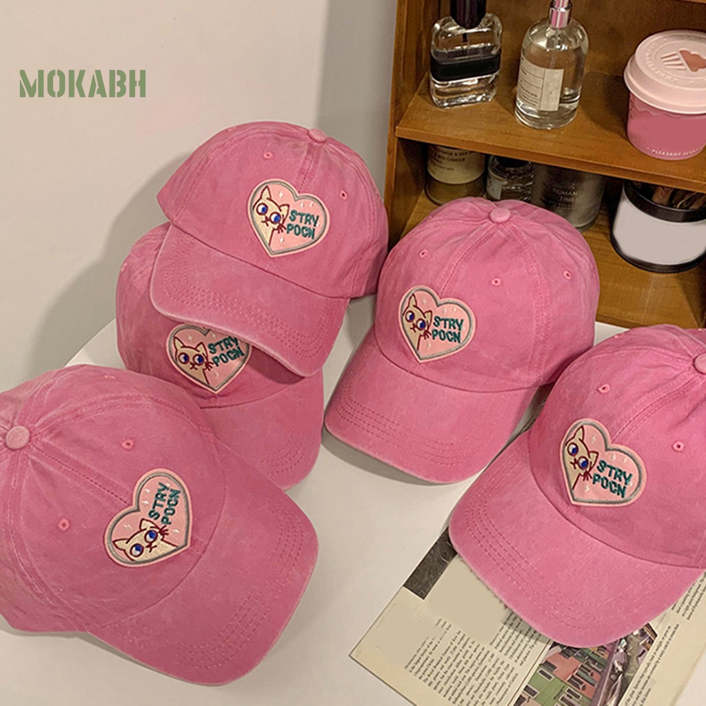 Mũ Lưỡi Trai Thêu Hình Trái Tim Vành Nối Dài Có Thể Điều Chỉnh Thời Trang Cho Nữ