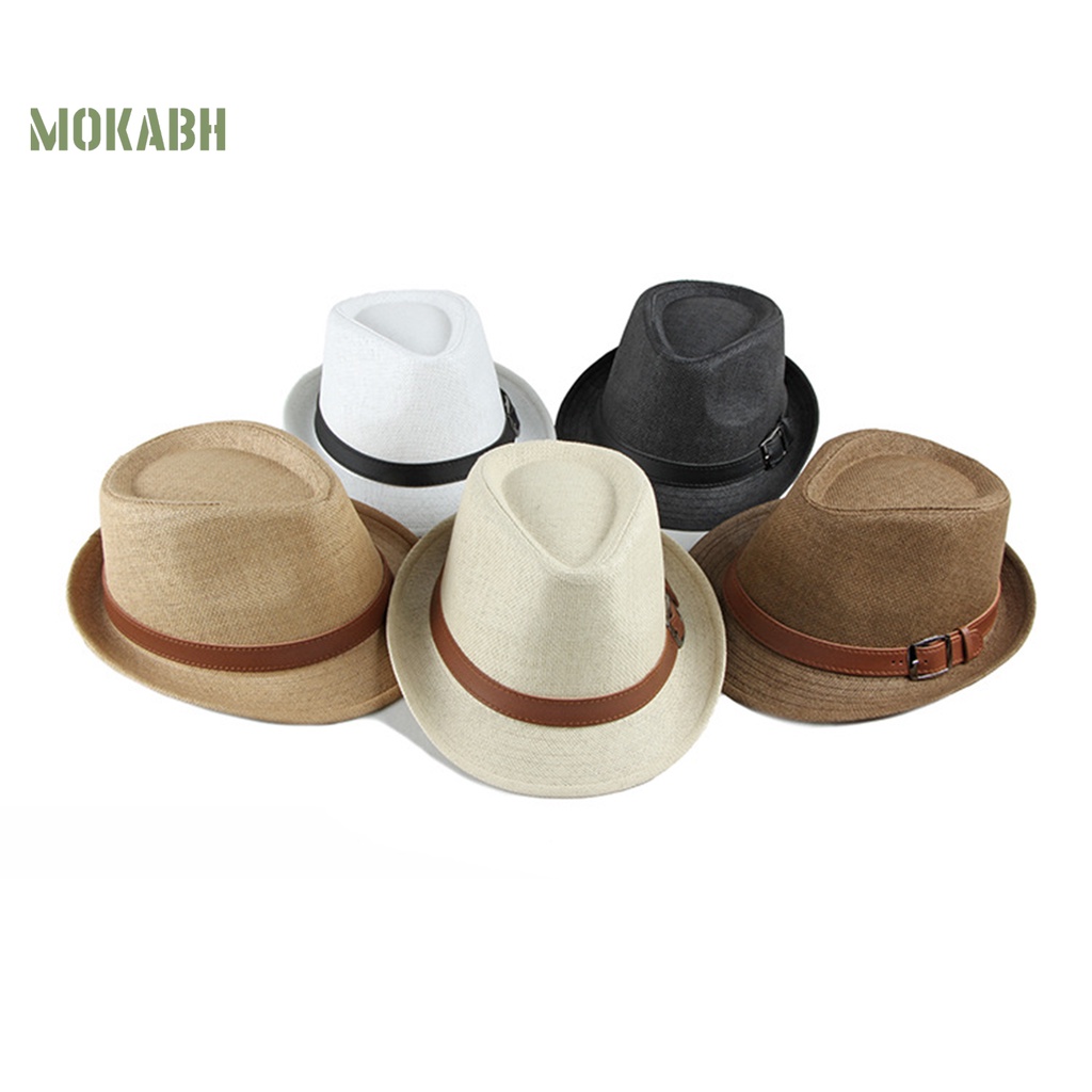 Mũ Cói Chống Nắng Thoáng Khí Màu Trơn Phong Cách Vintage Cho Nam