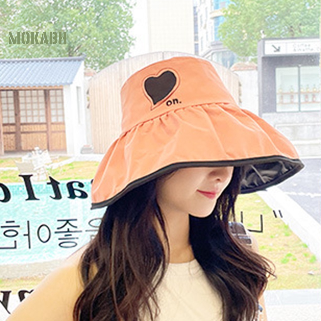 Nón Vành Rộng Chống Nắng Chống Gió Cố Định Trái Tim Màu Sắc Tương Phản Trọng Lượng Nhẹ Dành Cho Nữ