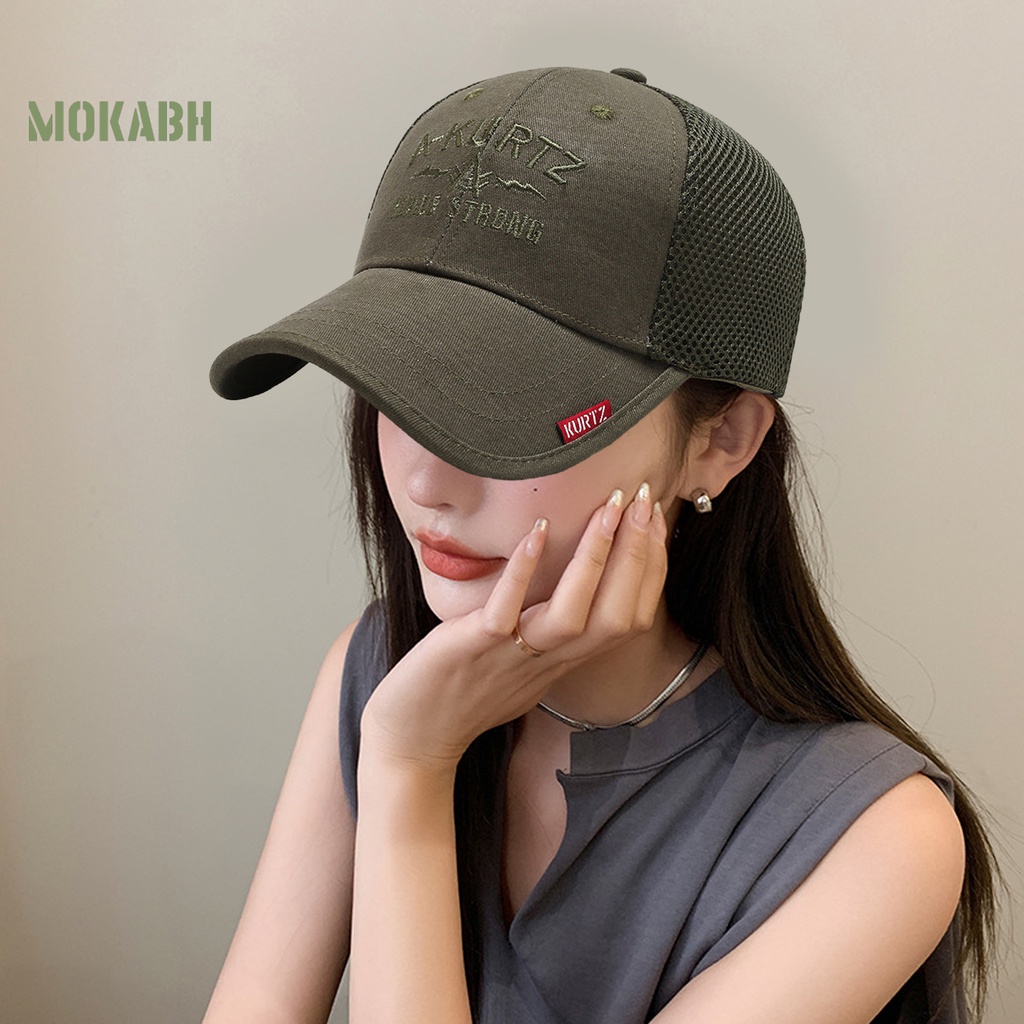 [Mok Abh] Mũ Lưỡi Trai Phối Lưới Thoáng Khí Hình Chữ Cái Sành Điệu Nâng Cao Khuôn Mặt Chống Nắng Cho Nam