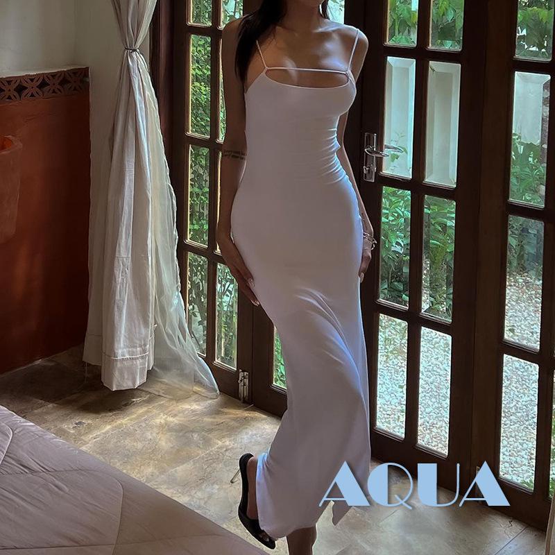 Đầm Hai Dây Dáng Dài Hở Lưng Thời Trang Mùa Hè Cho Nữ