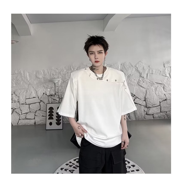 Áo Thun Tay Ngắn Phối Nút Thời Trang Mùa Hè Cao Cấp Cho Nam
