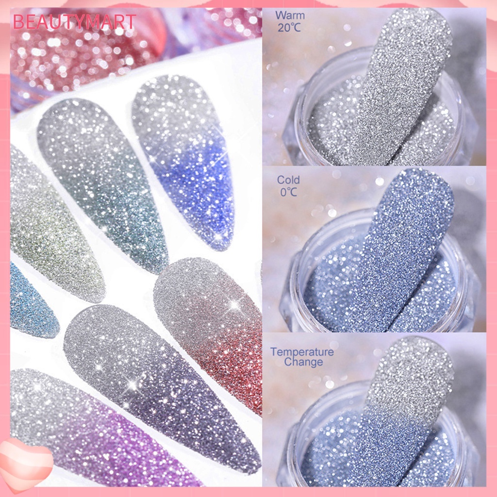 1 Hộp Bột Kim Tuyến 5g Trang Trí Móng Tay Siêu Mỏng Màu Sắc Thay Đổi Theo Nhiệt Độ