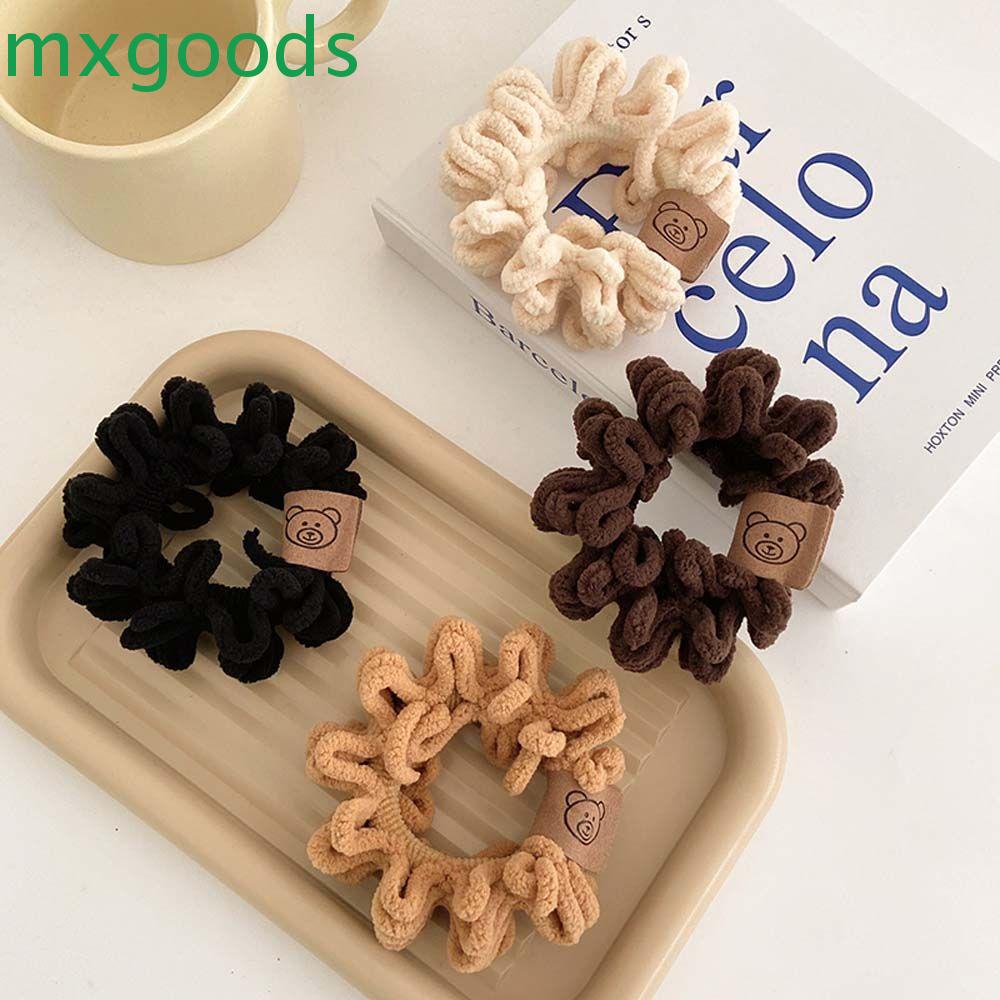 Dây Cột Tóc Co Giãn Bằng Nhung Màu Trơn Phong Cách Hoạt Hình Xinh Xắn Cho Nữ