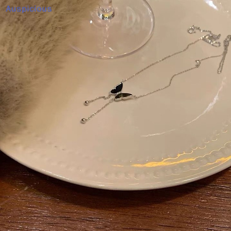 Vòng cổ Nhiều Lớp Đính Mặt Hình Bướm Màu Đen Phong Cách Retro Thời Trang Cho Nữ