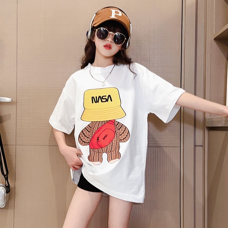 Áo Thun Tay Ngắn Dáng Rộng Thời Trang Mùa Hè Cho Bé Gái 3-5 - 8-10 - 12-13 Tuổi