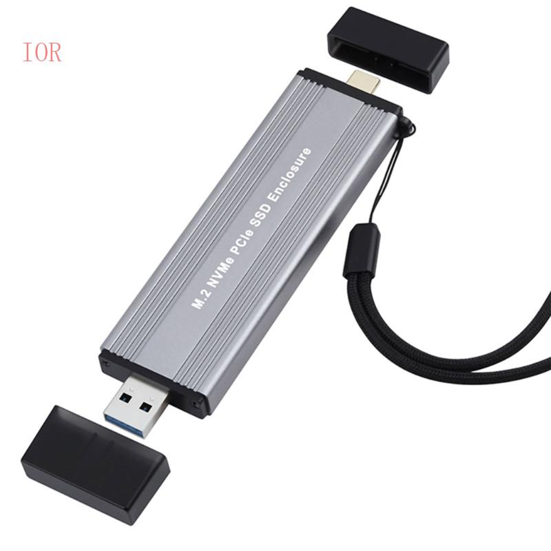 Hộp Đựng Ổ Cứng Ngoài SSD IOR M2 NVME USB3 1 Type-A + USB3 2 Gen2 TypeC 10Gbps M2 NVME 10Gbps