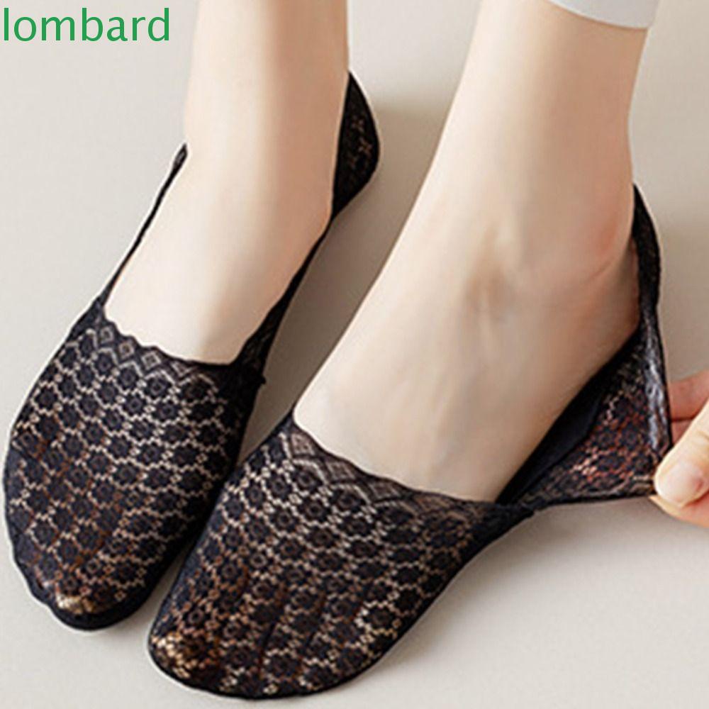 Tất Thuyền Vải Nylon Phối Ren Siêu Mỏng Thấm Hút Mồ Hôi Màu Trơn Thời Trang Cho Nữ