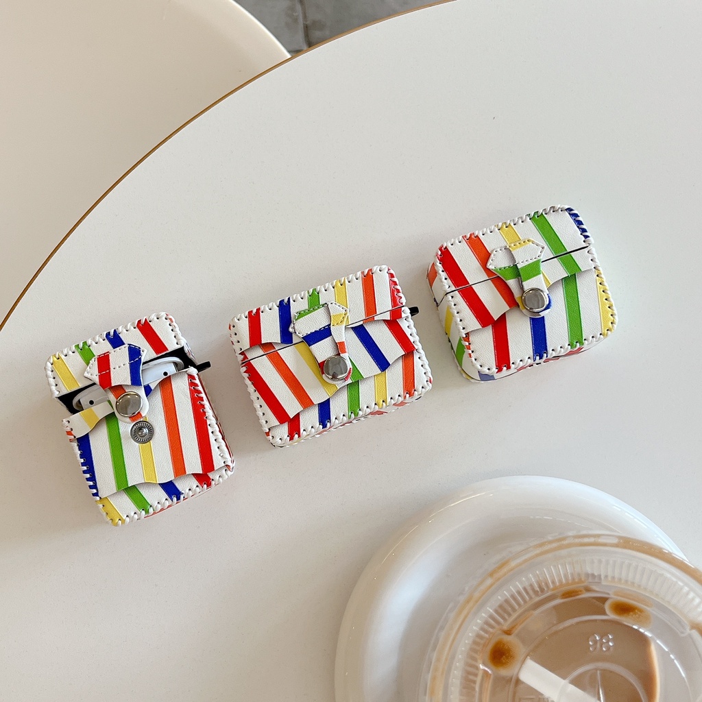 Vỏ Bảo Vệ Hộp Sạc Tai nghe không dây AirPods 1 / 2 gen3 Pro2 2022 Bằng TPU Mềm Họa Tiết Kẻ Sọc Nhiều Màu Thời Trang