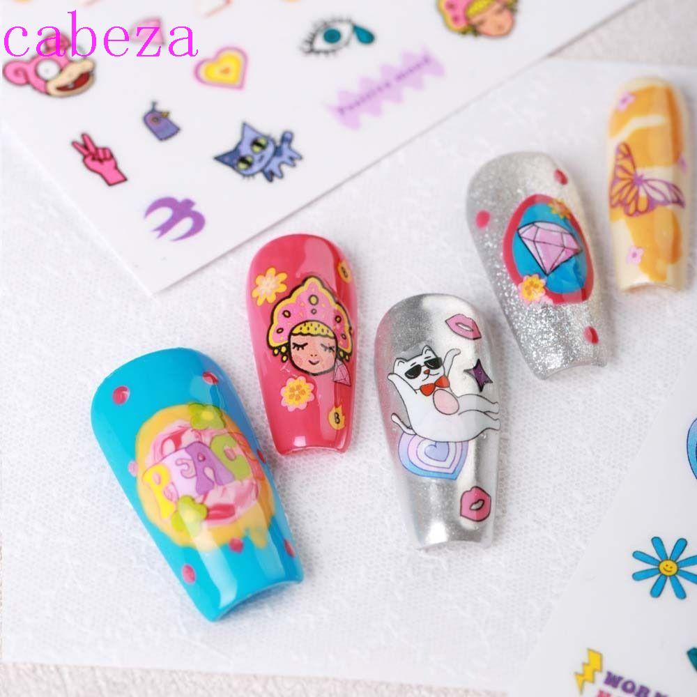 Miếng Dán Trang Trí Móng Tay Hình Mặt Cười Trái Tim Hoạt Hình Xinh Xắn