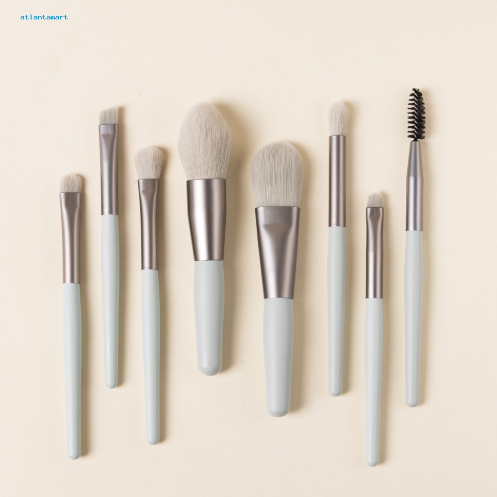 Túi Đựng Đồ Dùng Cao Cấp Tiện Dụng| Set 8 Cọ Trang Điểm Tán Nền Đánh Mắt Khói Cán Gỗ Lông Mềm