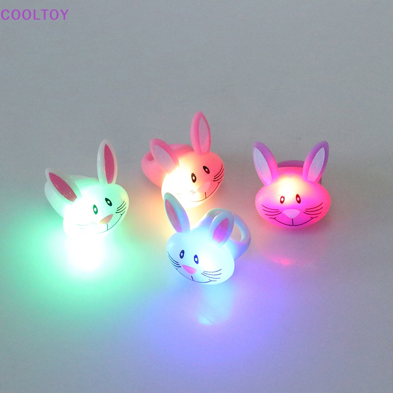 Cooltoy Nhẫn Nhựa Hình Thỏ Hoạt Hình Có Đèn Phát Sáng Dành Cho Trẻ Em