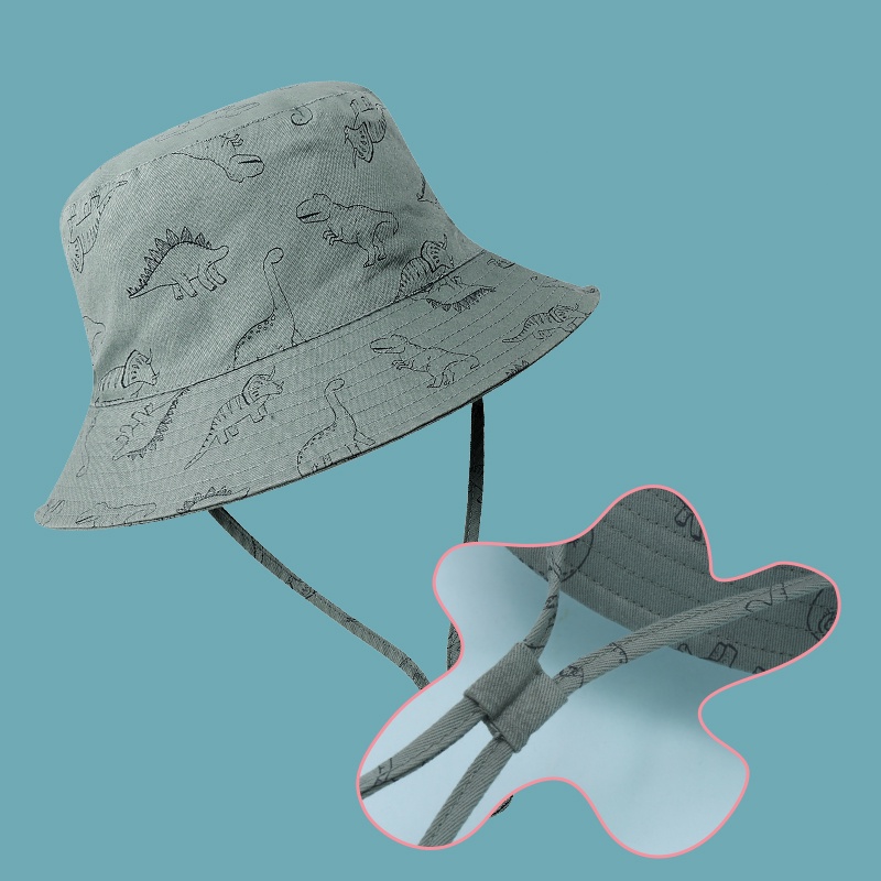 Nón Tai Bèo Mỏng Họa Tiết Khủng Long Đáng Yêu Thời Trang Mùa Hè Dành Cho Trẻ