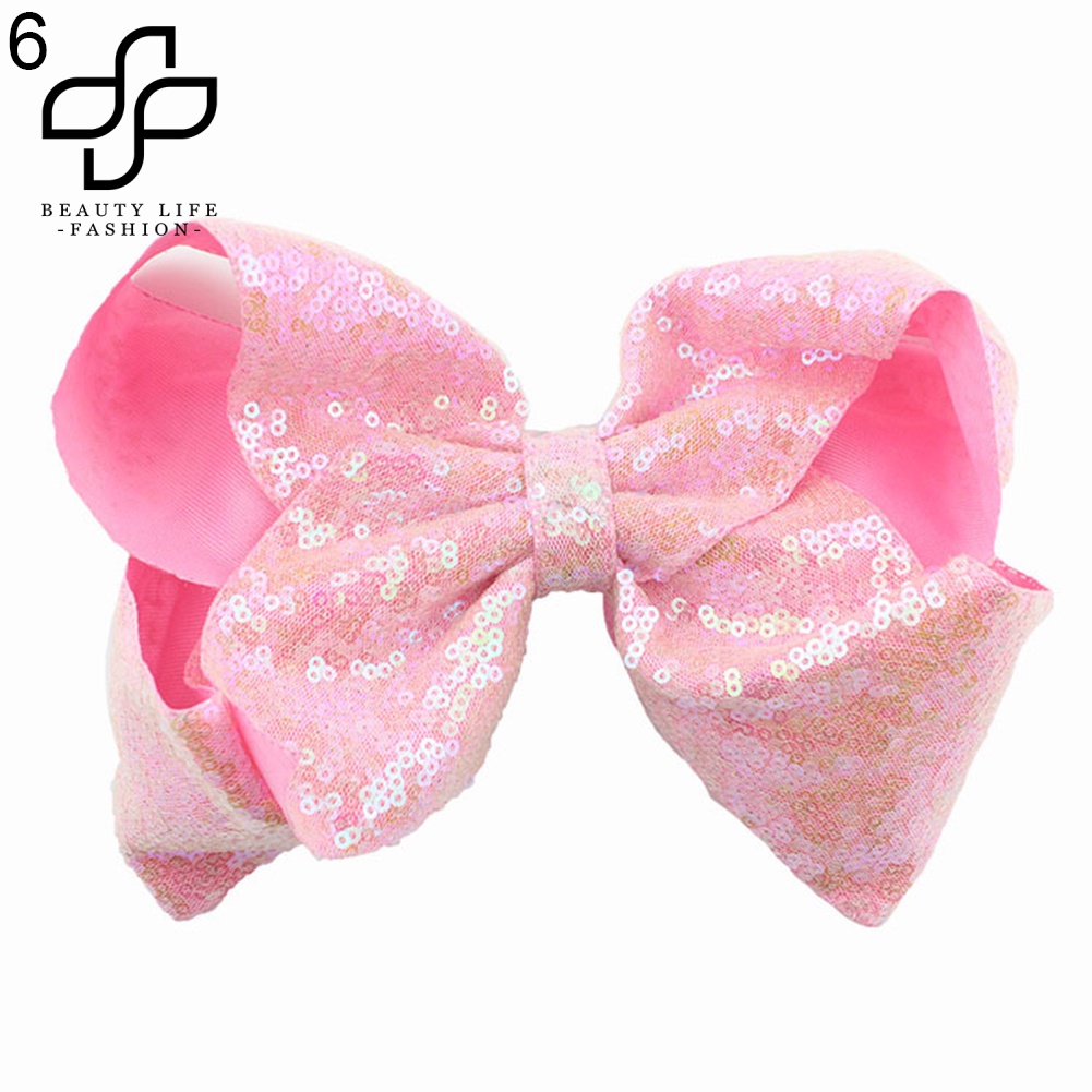 Kẹp Tóc Nơ Lớn Đính Kim Sa Lấp Lánh Thời Trang Cho Bé Gái