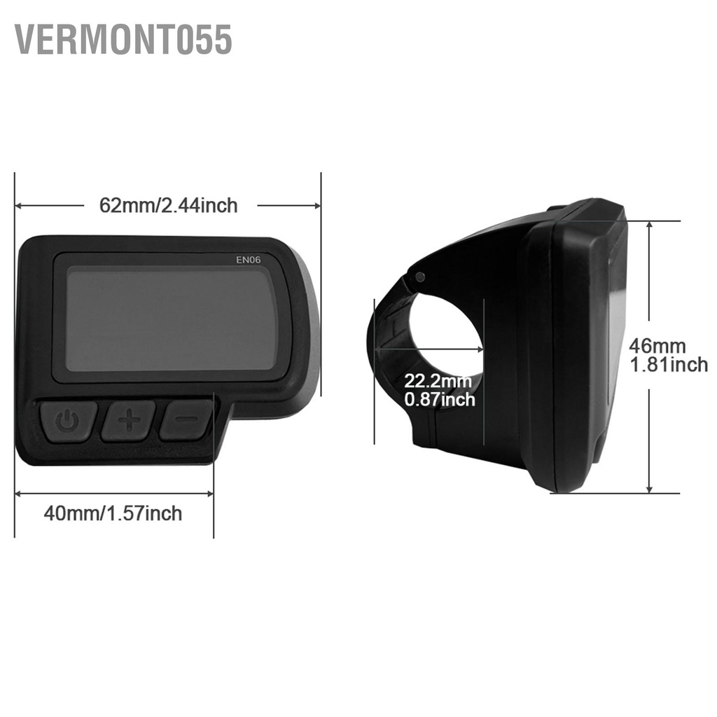 Vermont055 Đồng hồ hiển thị LCD dành cho xe đạp điện đo tốc độ tay ga với trạng thái pin USB leo núi