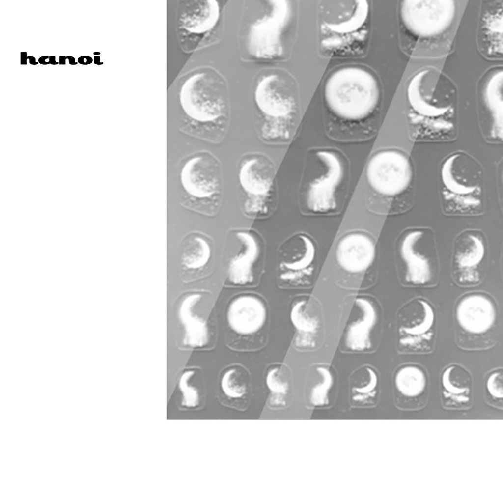 Miếng Dán Móng Tay Hình Mặt Trăng / Đen / Trắng Chống Phai Màu Dễ Tháo Rời DIY