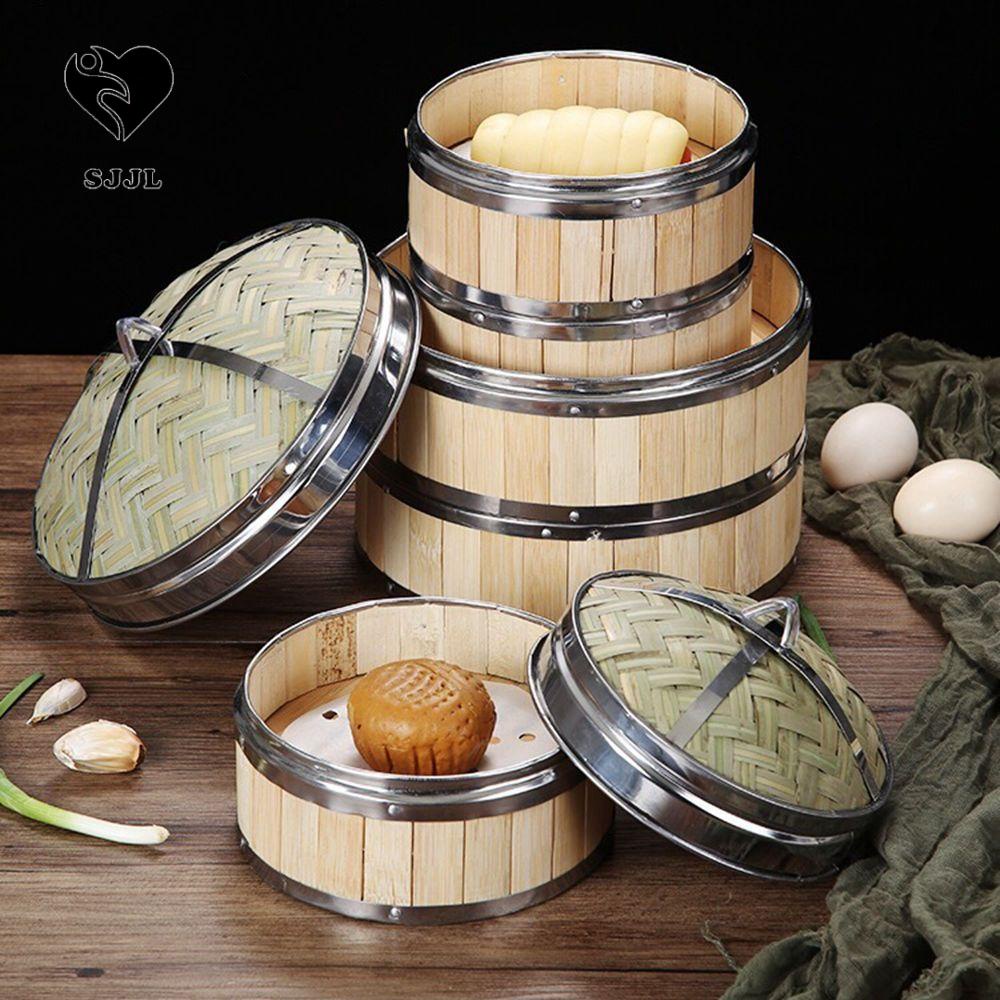 Xửng hấp bánh bao SJJL bằng tre có tay cầm bằng inox tiện dụng