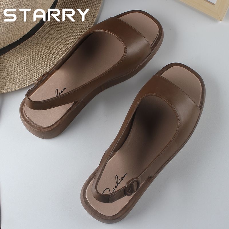 STARRY sandal nữ dép quai hậu nữ dép nữ đế cao dép bánh mì 2023NEW 060515