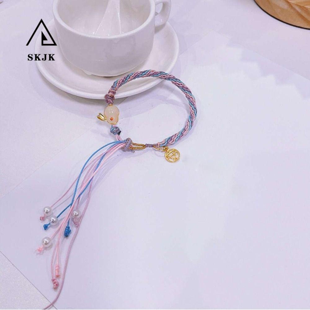 Vòng Tay Dây Xỏ Hạt Nhỏ Mặt Hình Thỏ Thời Trang Thanh Lịch Dành Cho Nữ