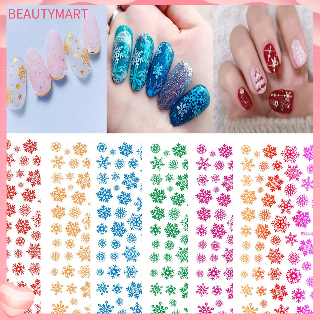 1 Tấm Sticker Phát Quang Tự Dính Họa Tiết Bông Tuyết Giáng Sinh 3D Trang Trí Móng Nghệ Thuật