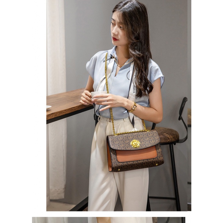 Túi Đeo Chéo Hình Vuông Cỡ Nhỏ In Họa Tiết Hoa Trà Phong Cách Hàn Quốc Cổ Điển Thời Trang Mùa Hè Hàng Mới 2023