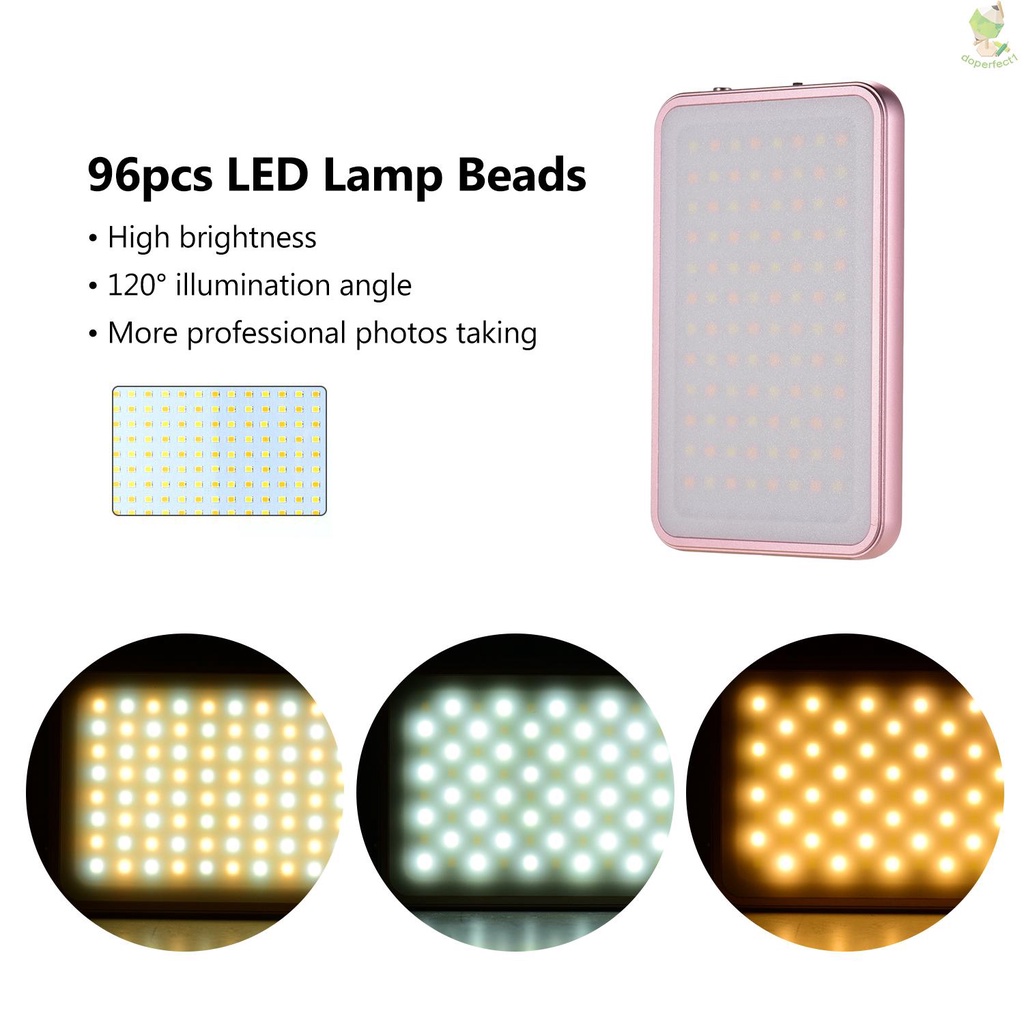 Andoer FL-08 Mini LED Video Light Panel Photography Fill-in Light 3000K-5500K Dimmable Built-in Rechargeable Battery wit   Came-6.5