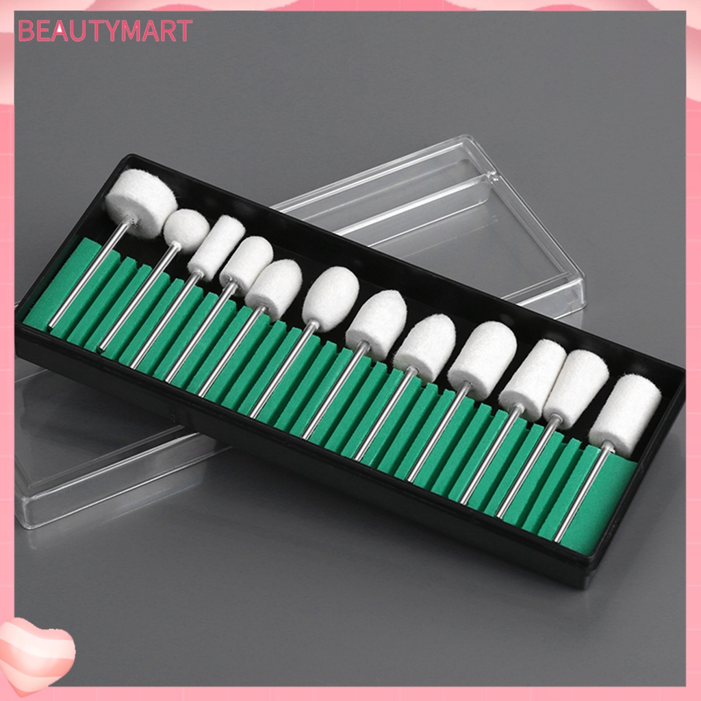 Bộ 12 Mũi Khoan Mài Móng Tay Chống Trầy Màu Trắng Dùng Tại Nhà