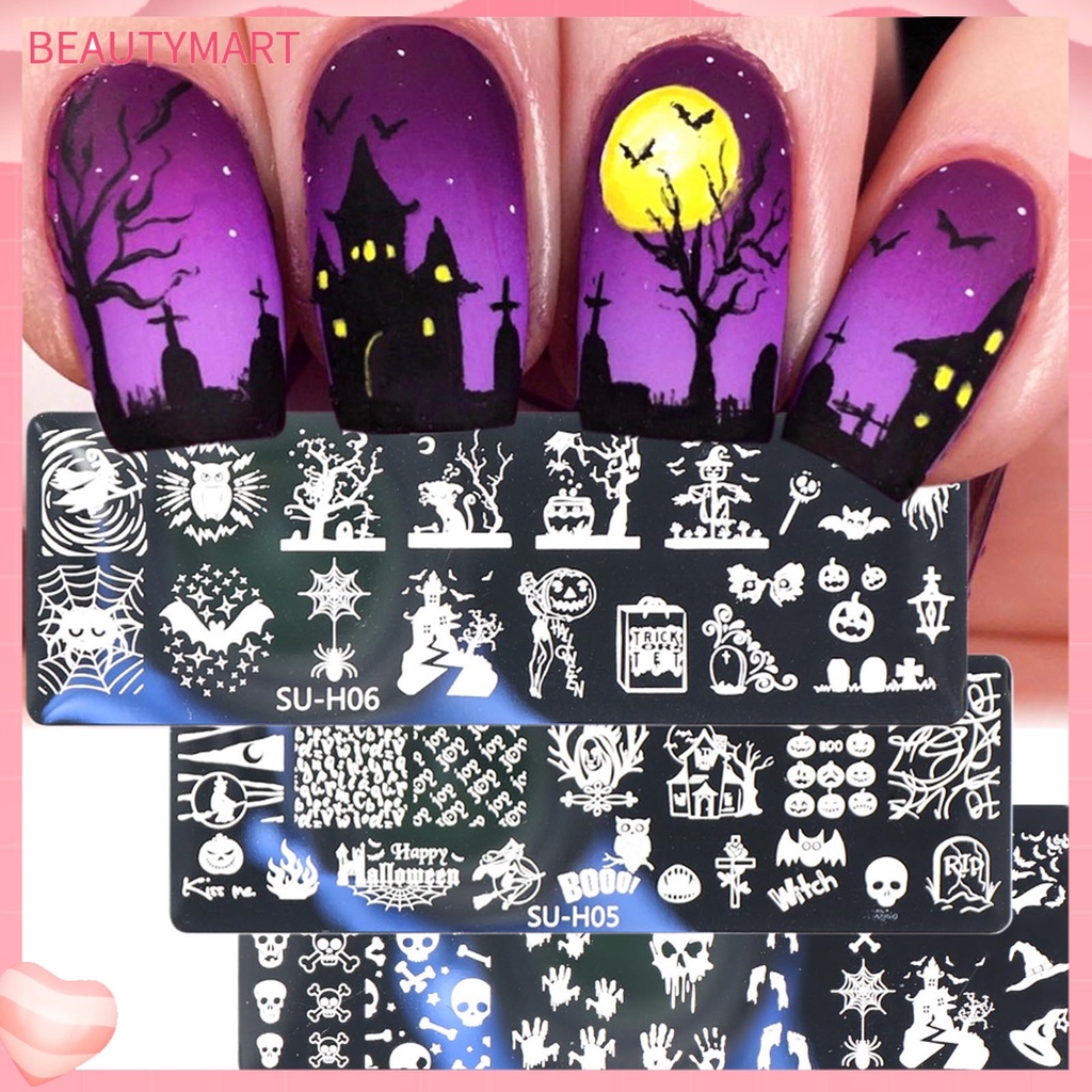 Khuôn Trang Trí Móng Nghệ Thuật Bằng Thép Không Gỉ Phong Cách Halloween Cho Nữ