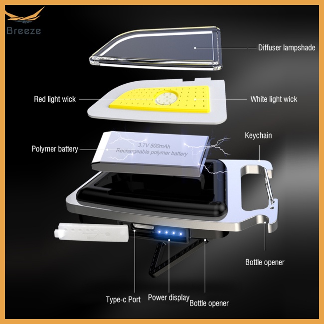 Móc Khóa Đèn Pin Led Cob Hít Nam Châm Đa Năng