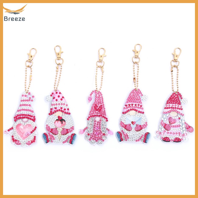 Set 5 Móc Khóa Đính Đá Resin 5d Tự Làm Dành Cho Người Mới Bắt Đầu