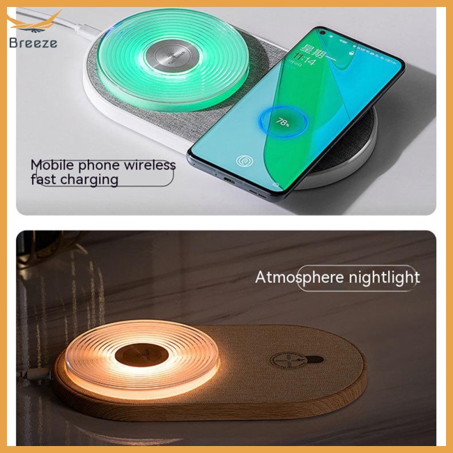 Đế Sạc Nhanh Không Dây Usb 2 Trong 1 Có Đèn Nhiều Màu Sắc Tương Thích Với Huawei