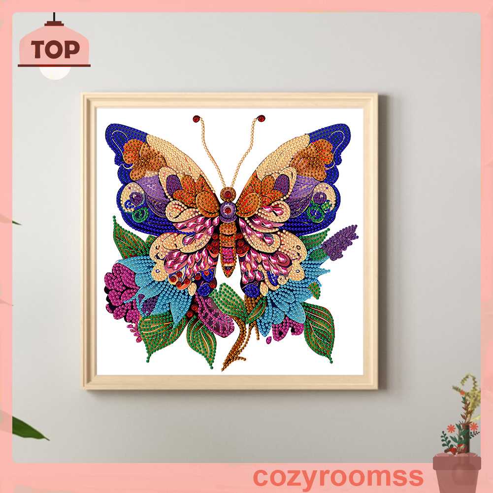 Tranh Đính Đá Hình Cánh Bướm 5D Nghệ Thuật Tự Làm Thủ Công Treo Trang Trí Nội Thất