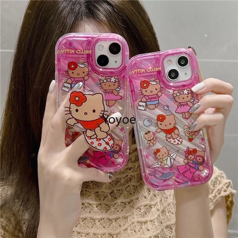 Ốp Điện Thoại Màu Hồng Gradient Hình Mèo KT Cho iPhone 11 13 14 Pro Max 12 Pro XS Max XR X 8 7 14 Plus SE